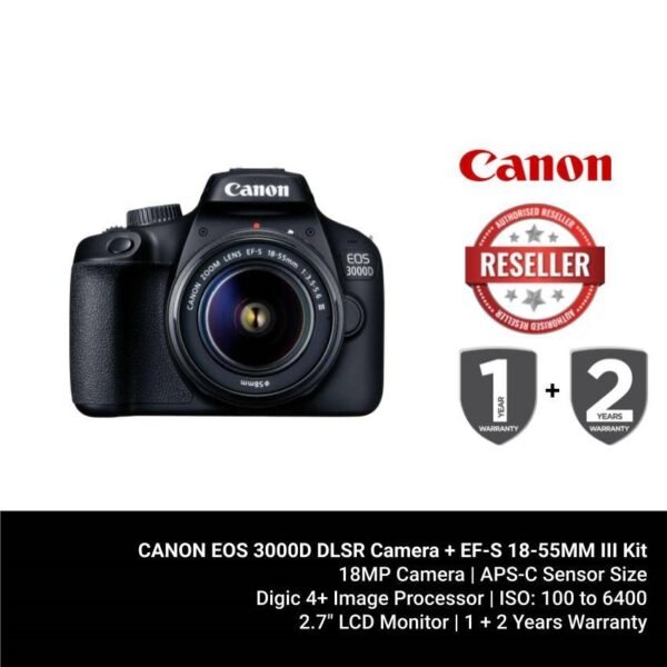 CANON EOS 3000D DLSR Camera + EF-S 18-55MM III Kit