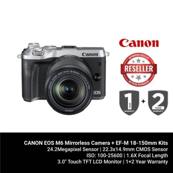 CANON EOS M6 Mirrorless Camera + EF-M 18-150mm Kits Silver